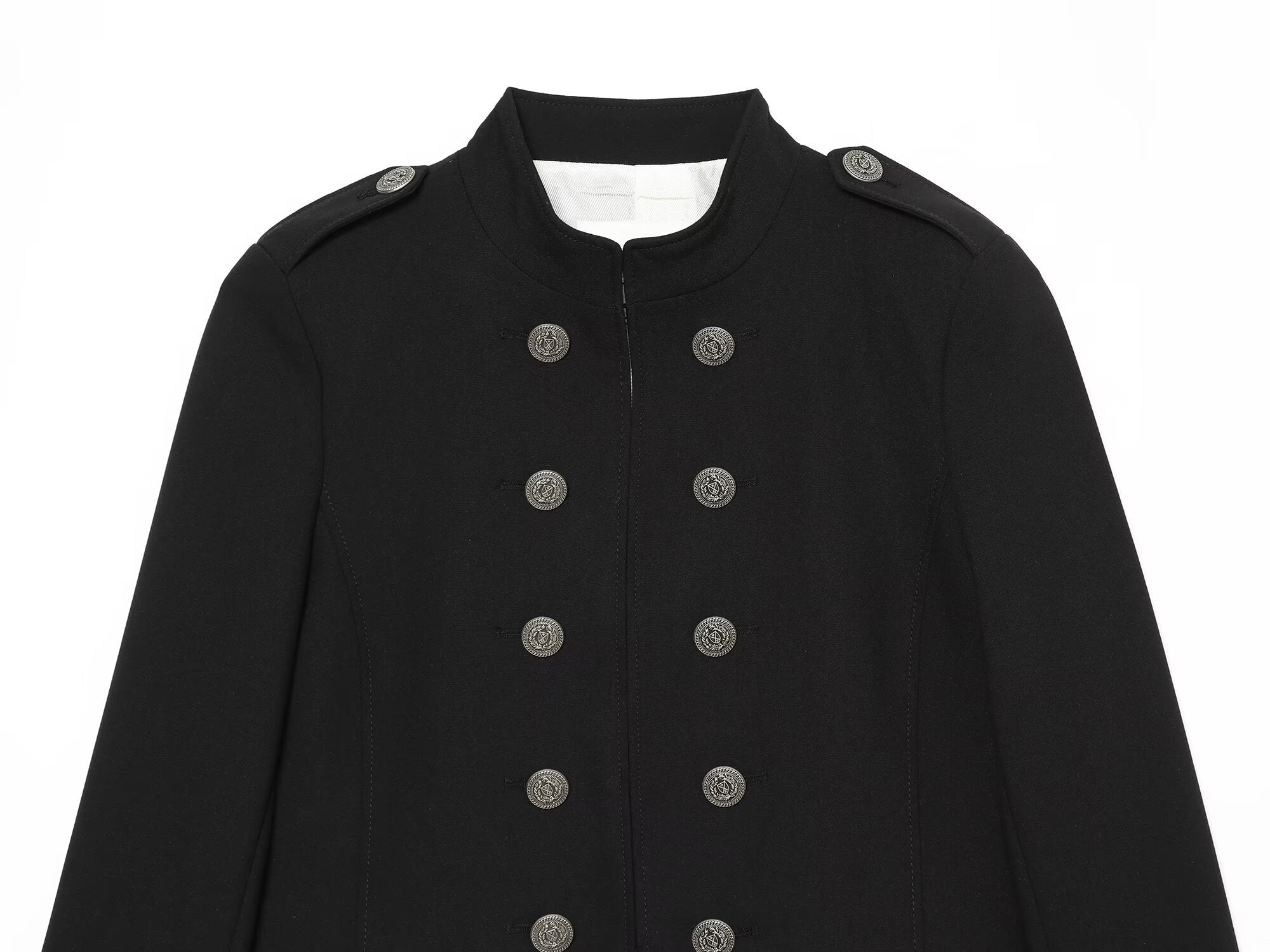 Women's With shoulder pads slim double breasted jacket